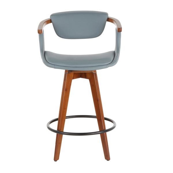 Oracle Walnut Bamboo Grey Faux Leather Mid Century Modern Counter Stool 6