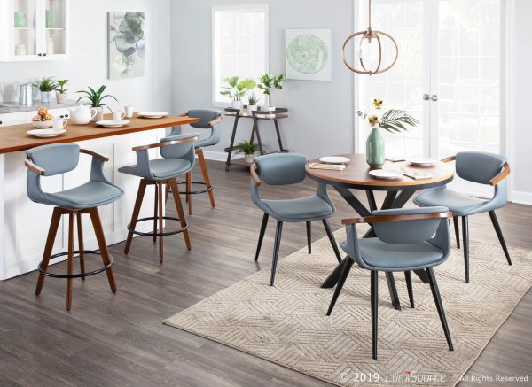 Oracle Walnut Bamboo Grey Faux Leather Mid Century Modern Counter Stool