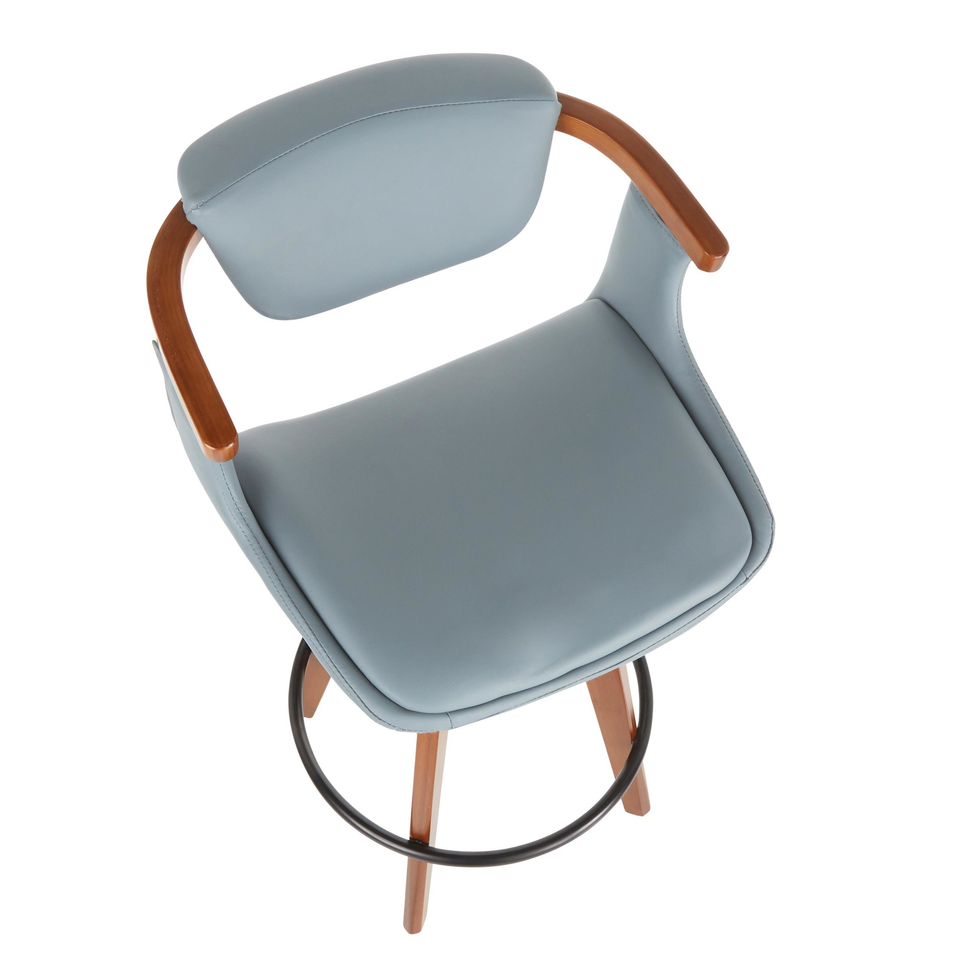 Oracle Walnut Bamboo Grey Faux Leather Mid-Century Modern Counter Stool 8 Oracle Walnut Bamboo Grey Faux Leather Mid-Century Modern Counter Stool - Image 8