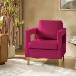 Oran Fushia Velvet Accent Chair with Gold Legs 6 Oran Fushia Velvet Accent Chair with Gold Legs