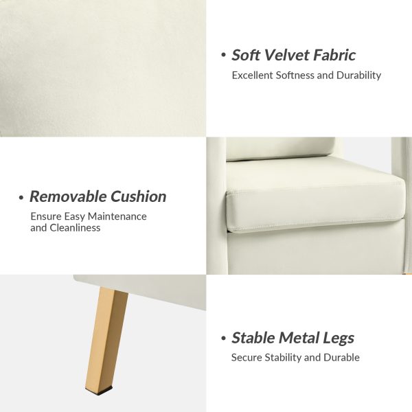 Oran Ivory Velvet Accent Chair with Gold Legs 2