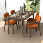 Orange Velvet Mid-Century Modern Dining Chairs (Set of 2)
