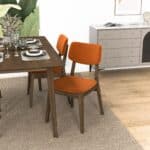 Orange Velvet Mid-Century Modern Dining Chairs (Set of 2)