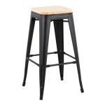 Oregon Black Steel Natural Wood Contemporary Bar Stools (Set of 2) 12 Oregon Black Steel Natural Wood Contemporary Bar Stools (Set of 2)