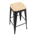 Oregon Black Steel Natural Wood Contemporary Bar Stools (Set of 2) 17 Oregon Black Steel Natural Wood Contemporary Bar Stools (Set of 2)
