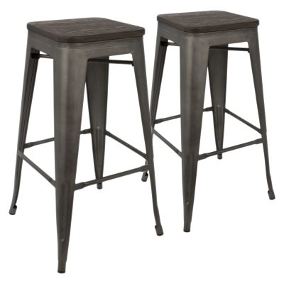 Oregon Industrial Antique Espresso Stackable Barstools 30-Inch (Set of 2)