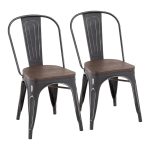 Oregon Industrial Black Metal Espresso Dining Chairs (Set of 2) 11 Oregon Industrial Black Metal Espresso Dining Chairs (Set of 2)