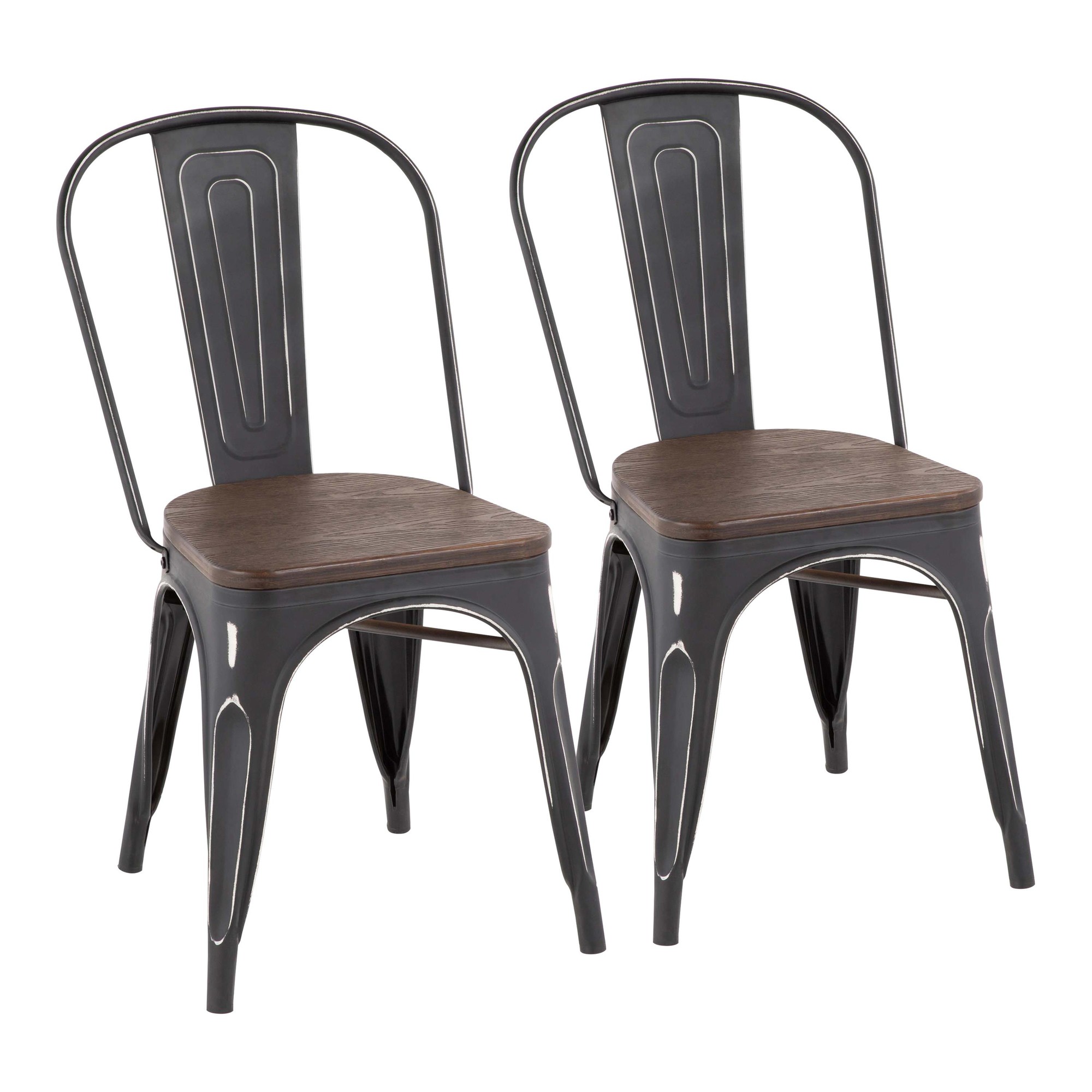 Oregon Industrial Black Metal Espresso Dining Chairs (Set of 2) 2 Oregon Industrial Black Metal Espresso Dining Chairs (Set of 2) - Image 2