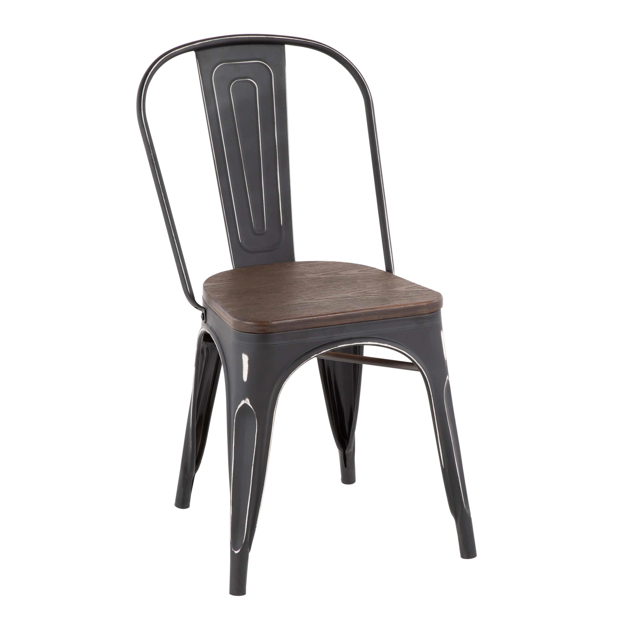Oregon Industrial Black Metal Espresso Dining Chairs (Set of 2) 3 Oregon Industrial Black Metal Espresso Dining Chairs (Set of 2) - Image 3