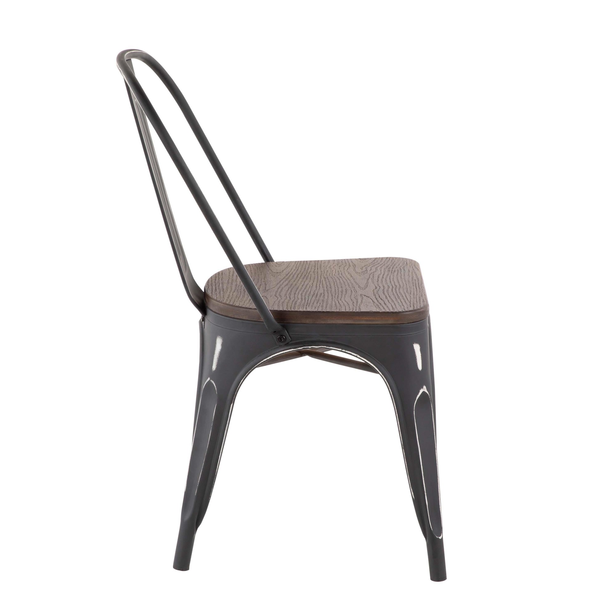 Oregon Industrial Black Metal Espresso Dining Chairs (Set of 2) 4 Oregon Industrial Black Metal Espresso Dining Chairs (Set of 2) - Image 4