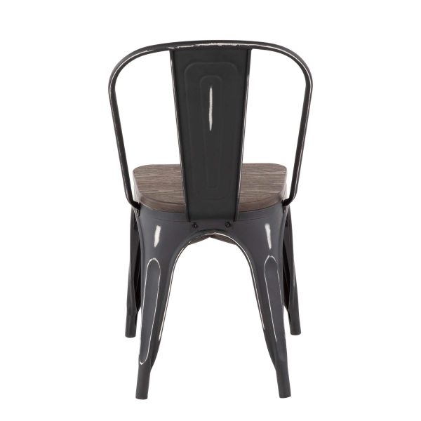 Oregon Industrial Black Metal Espresso Dining Chairs Set of 2 5