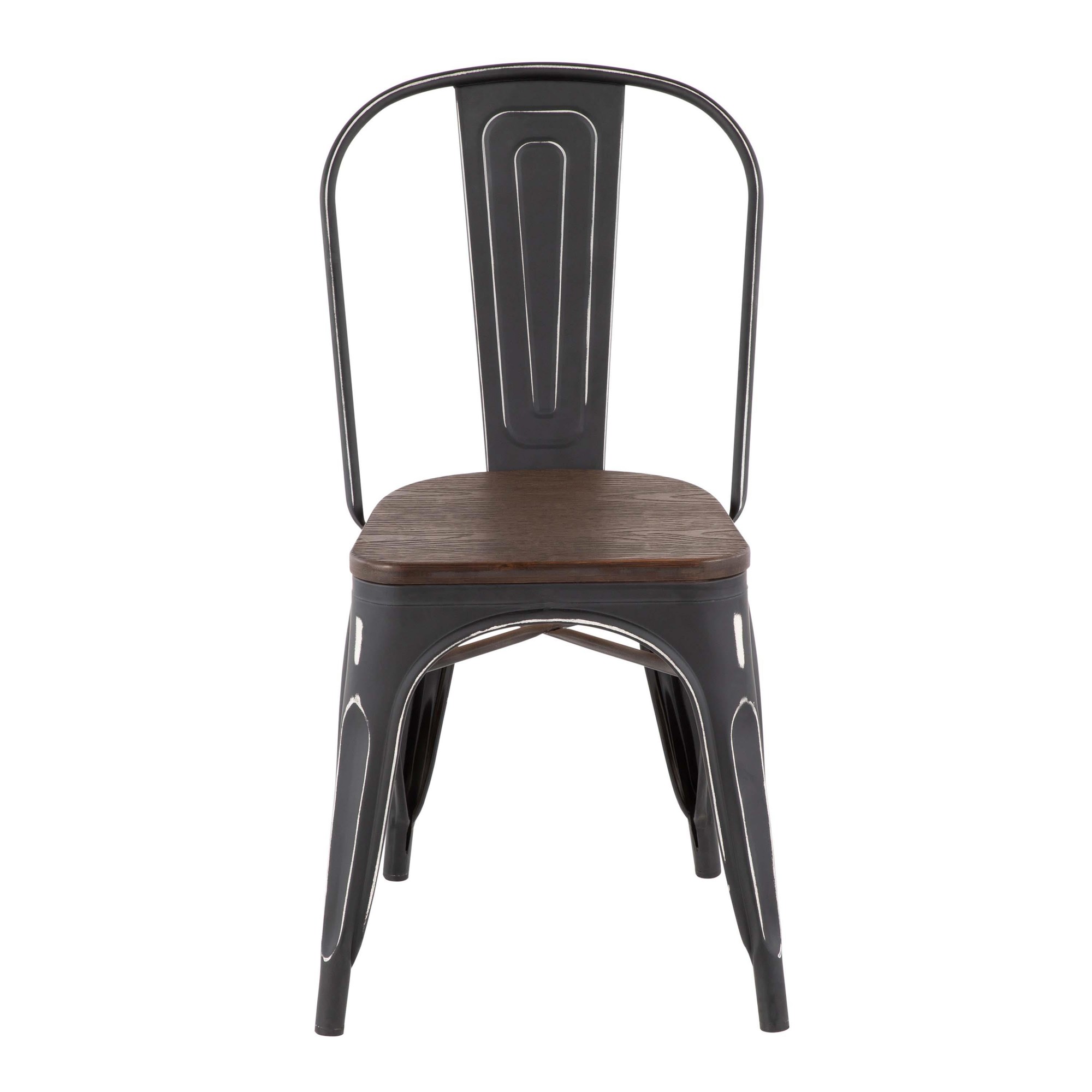 Oregon Industrial Black Metal Espresso Dining Chairs (Set of 2) 7 Oregon Industrial Black Metal Espresso Dining Chairs (Set of 2) - Image 7