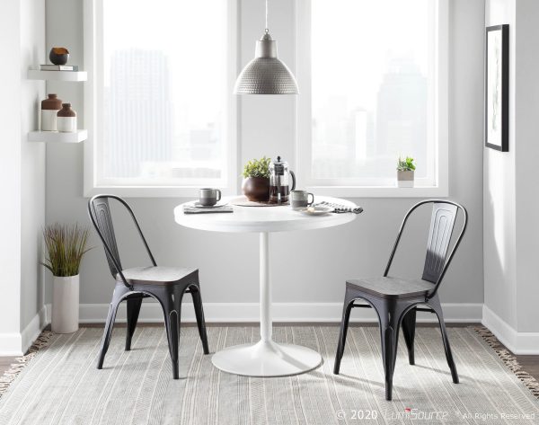 Oregon Industrial Black Metal Espresso Dining Chairs Set of 2