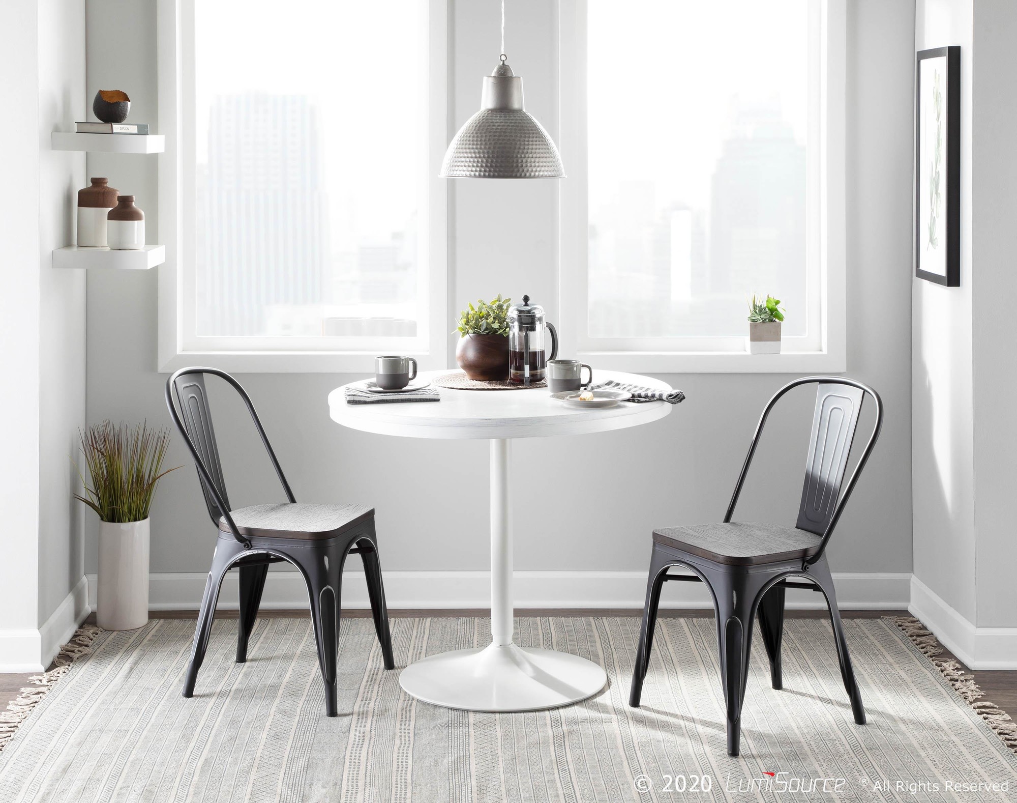 Oregon Industrial Black Metal Espresso Dining Chairs (Set of 2) 1 Oregon Industrial Black Metal Espresso Dining Chairs (Set of 2)