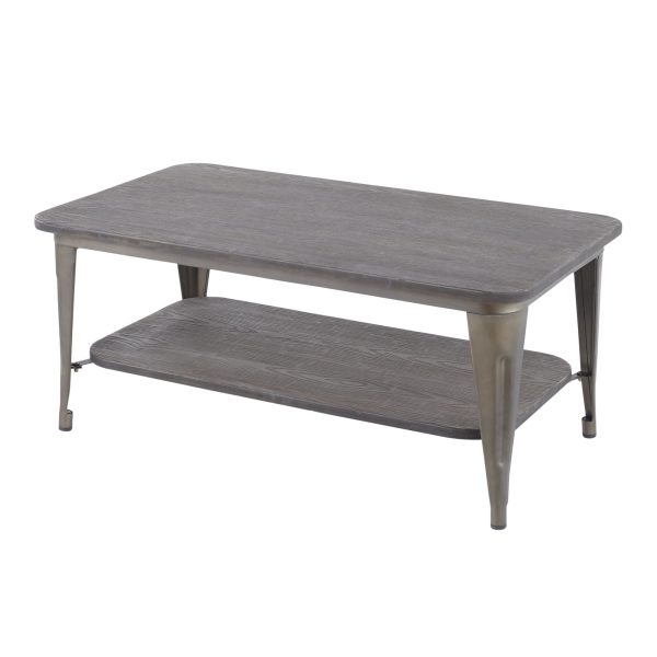 Oregon Industrial Farmhouse Coffee Table with Storage Shelf 2