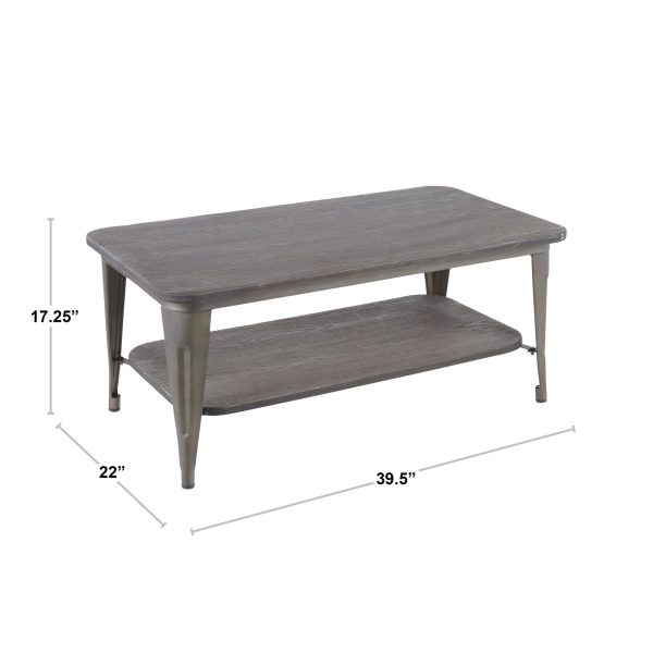 Oregon Industrial Farmhouse Coffee Table with Storage Shelf 6