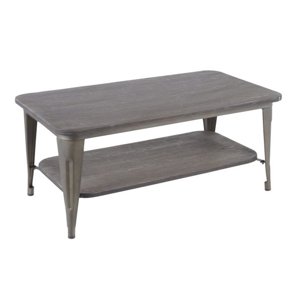 Oregon Industrial Farmhouse Coffee Table with Storage Shelf