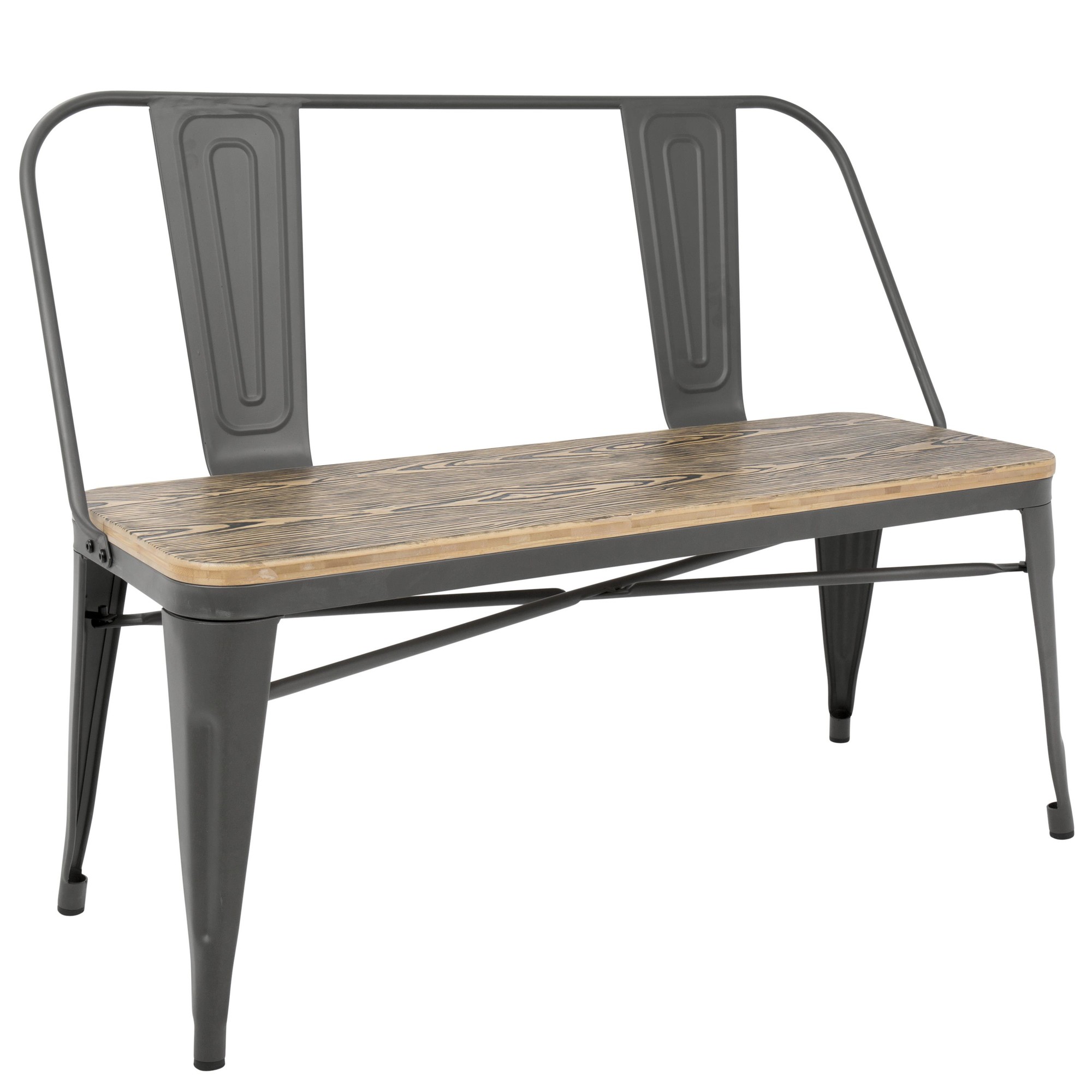 Oregon Industrial Farmhouse Grey and Brown Bamboo Bench 4 Oregon Industrial Farmhouse Grey and Brown Bamboo Bench - Image 4