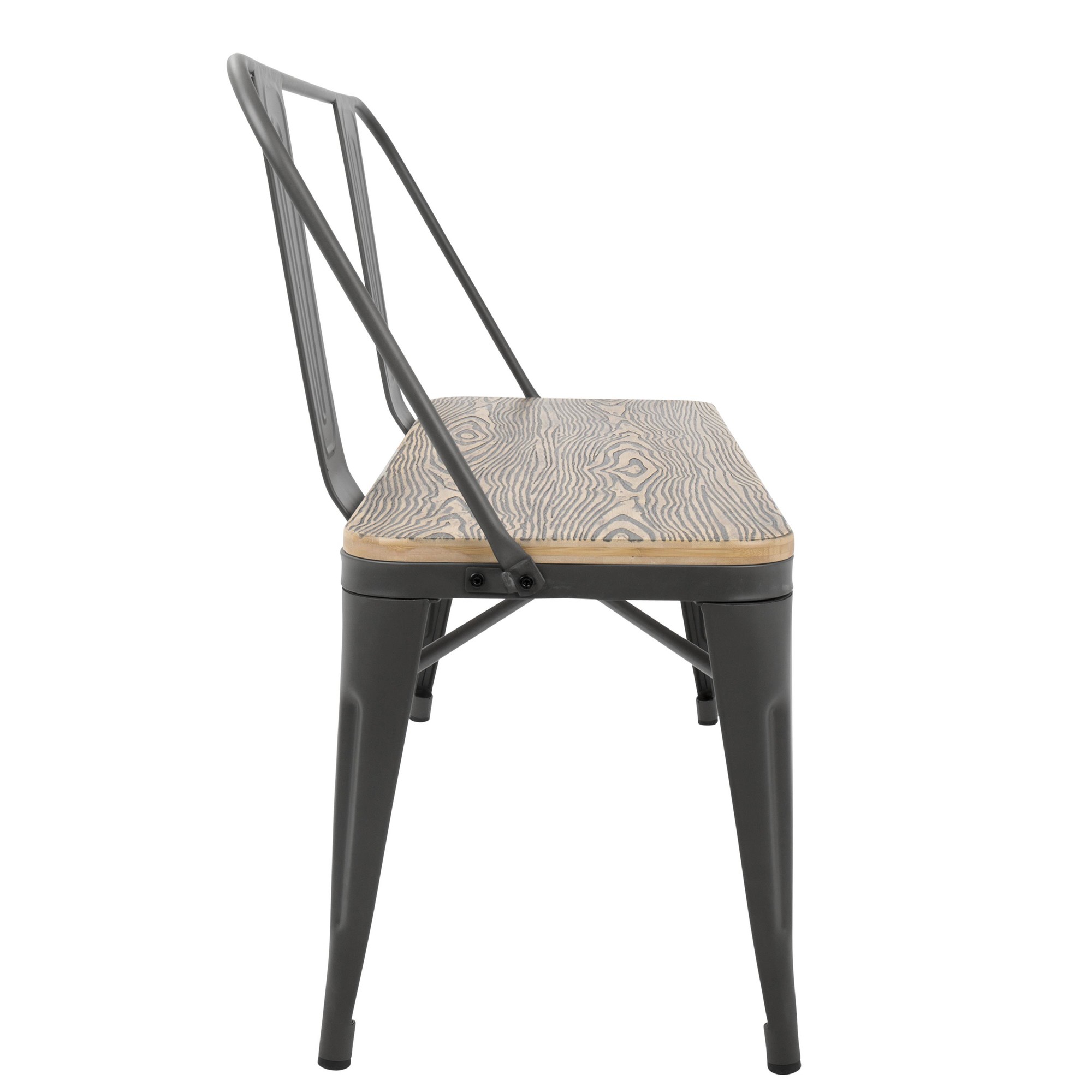 Oregon Industrial Farmhouse Grey and Brown Bamboo Bench 5 Oregon Industrial Farmhouse Grey and Brown Bamboo Bench - Image 5