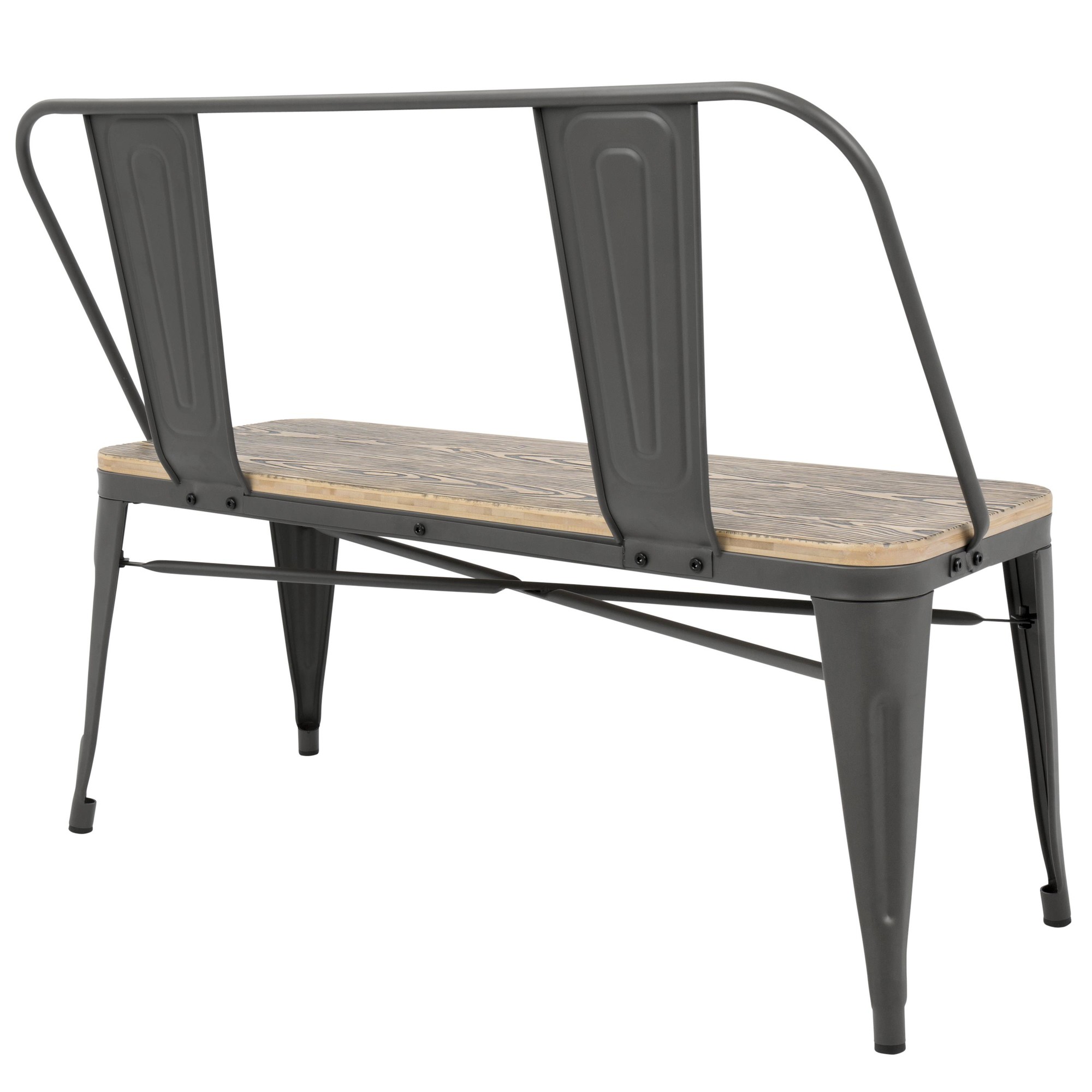 Oregon Industrial Farmhouse Grey and Brown Bamboo Bench 6 Oregon Industrial Farmhouse Grey and Brown Bamboo Bench - Image 6