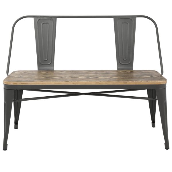 Oregon Industrial Farmhouse Grey and Brown Bamboo Bench 7