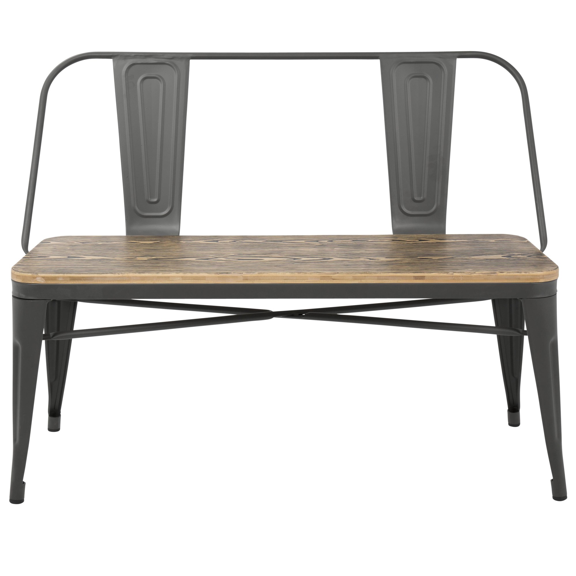 Oregon Industrial Farmhouse Grey and Brown Bamboo Bench 8 Oregon Industrial Farmhouse Grey and Brown Bamboo Bench - Image 8