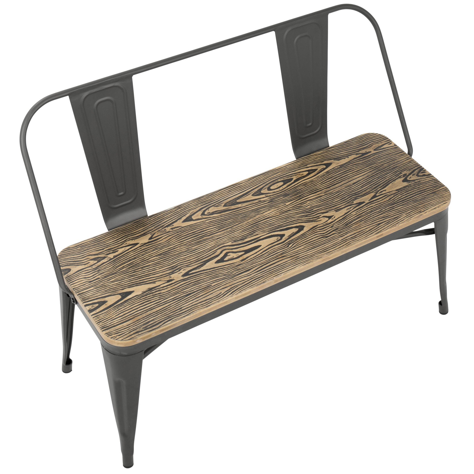 Oregon Industrial Farmhouse Grey and Brown Bamboo Bench 9 Oregon Industrial Farmhouse Grey and Brown Bamboo Bench - Image 9