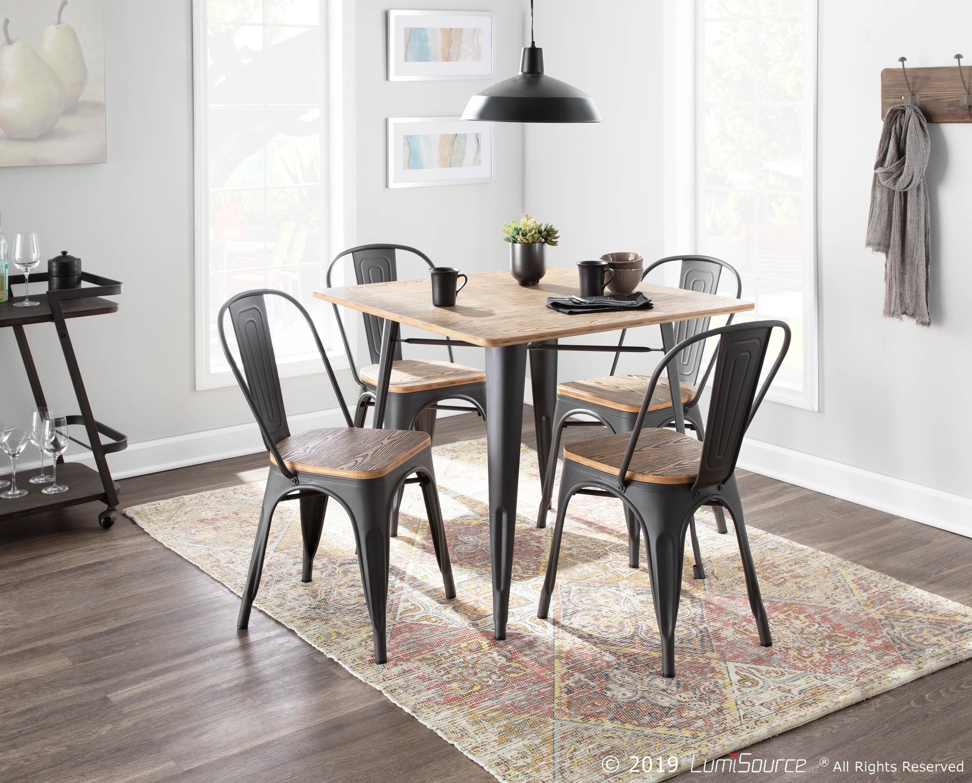 Oregon Industrial Farmhouse Grey and Brown Stackable Dining Chairs (Set of 2) 3 Oregon Industrial Farmhouse Grey and Brown Stackable Dining Chairs (Set of 2) - Image 3