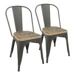 Oregon Industrial Farmhouse Grey and Brown Stackable Dining Chairs (Set of 2) 10 Oregon Industrial Farmhouse Grey and Brown Stackable Dining Chairs (Set of 2)