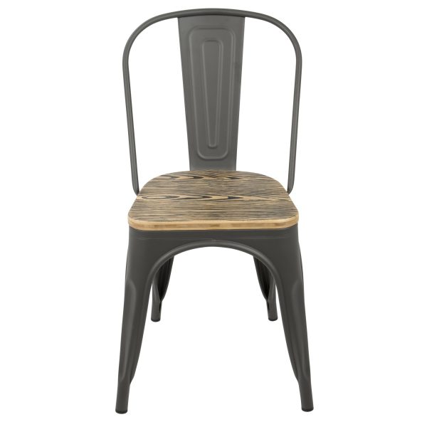 Oregon Industrial Farmhouse Grey and Brown Stackable Dining Chairs Set of 2 5