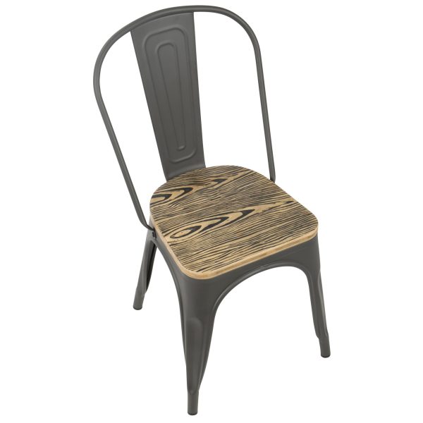Oregon Industrial Farmhouse Grey and Brown Stackable Dining Chairs Set of 2 6