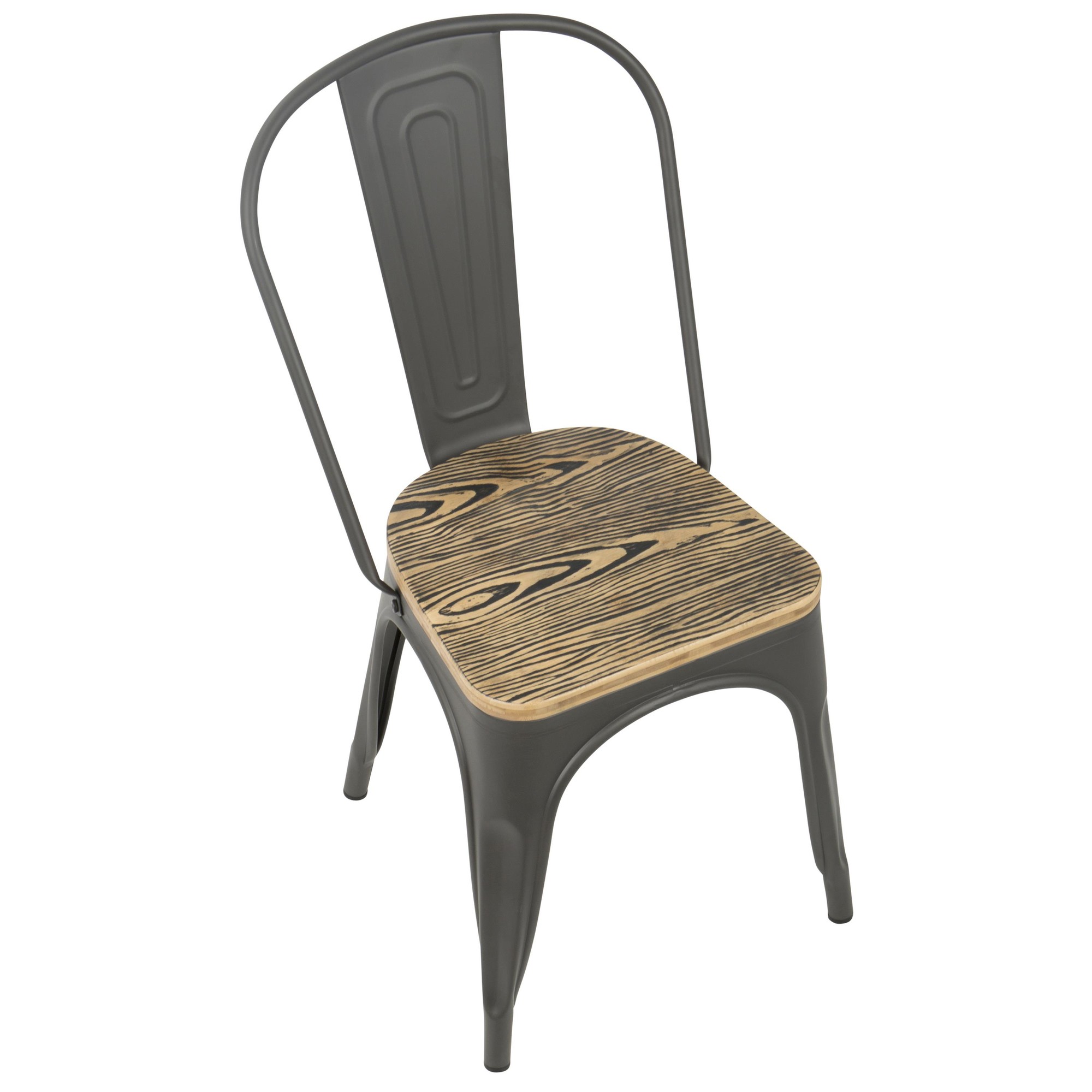 Oregon Industrial Farmhouse Grey and Brown Stackable Dining Chairs (Set of 2) 6 Oregon Industrial Farmhouse Grey and Brown Stackable Dining Chairs (Set of 2) - Image 6