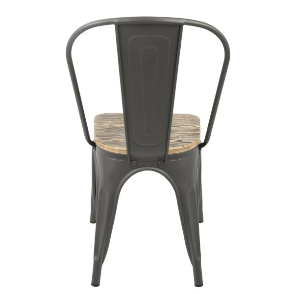 Oregon Industrial Farmhouse Grey and Brown Stackable Dining Chairs Set of 2