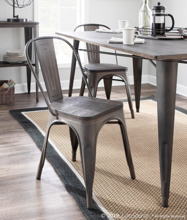 Oregon Industrial Farmhouse Stackable Dining Chairs Antique Espresso Set of 2 2