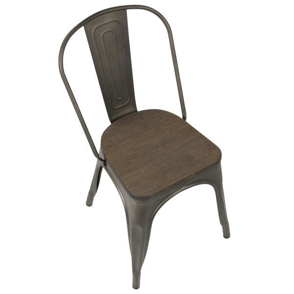 Oregon Industrial Farmhouse Stackable Dining Chairs Antique Espresso Set of 2 6