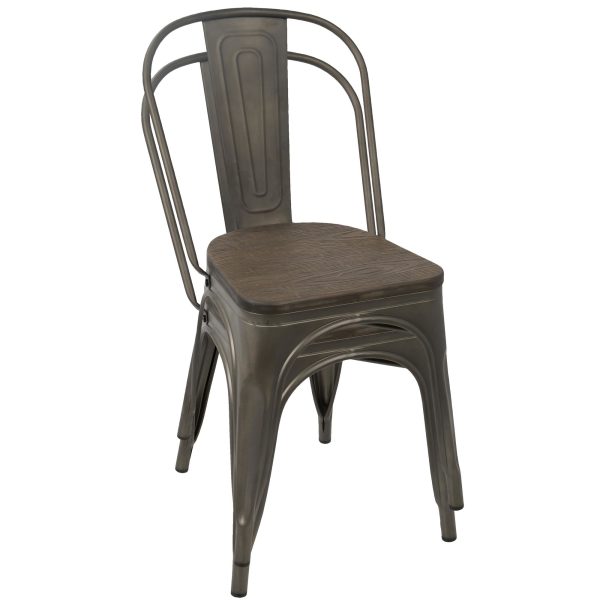 Oregon Industrial Farmhouse Stackable Dining Chairs Antique Espresso Set of 2 7