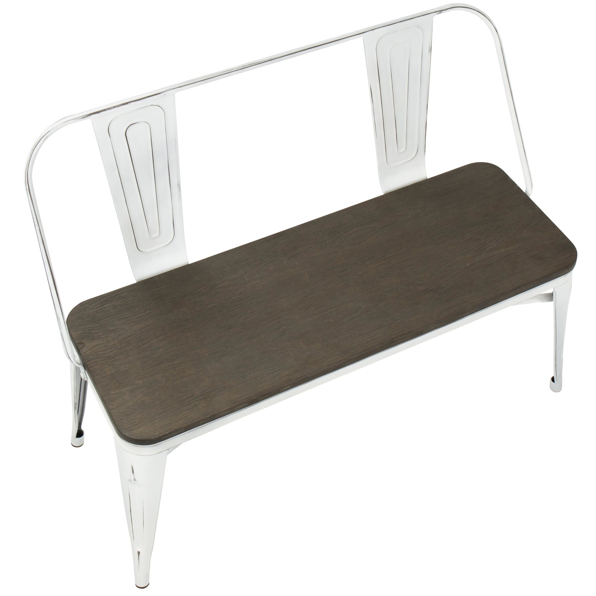 Oregon Industrial Farmhouse Vintage White Espresso Bamboo Bench 11 Oregon Industrial Farmhouse Vintage White Espresso Bamboo Bench - Image 11