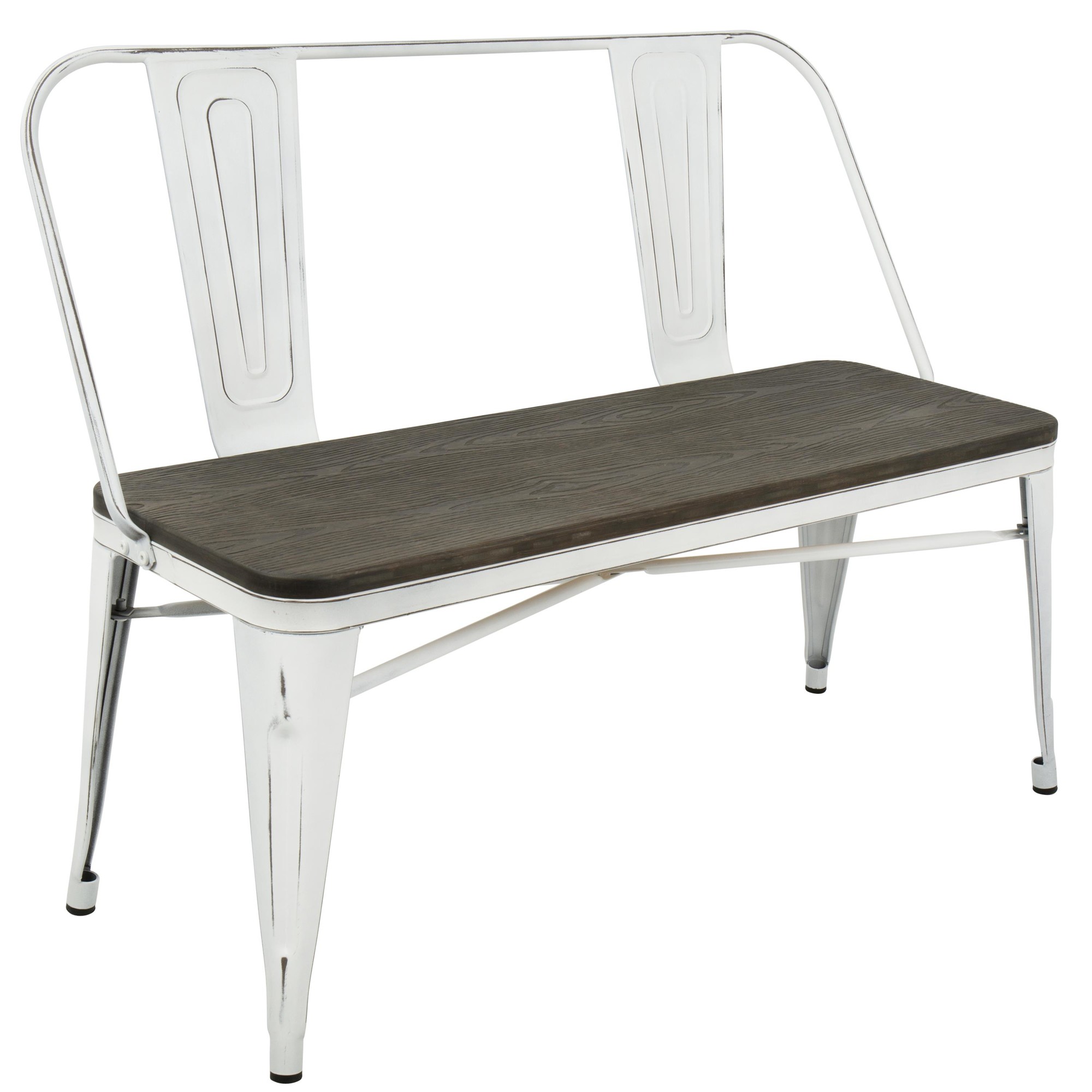 Oregon Industrial Farmhouse Vintage White Espresso Bamboo Bench 6 Oregon Industrial Farmhouse Vintage White Espresso Bamboo Bench - Image 6