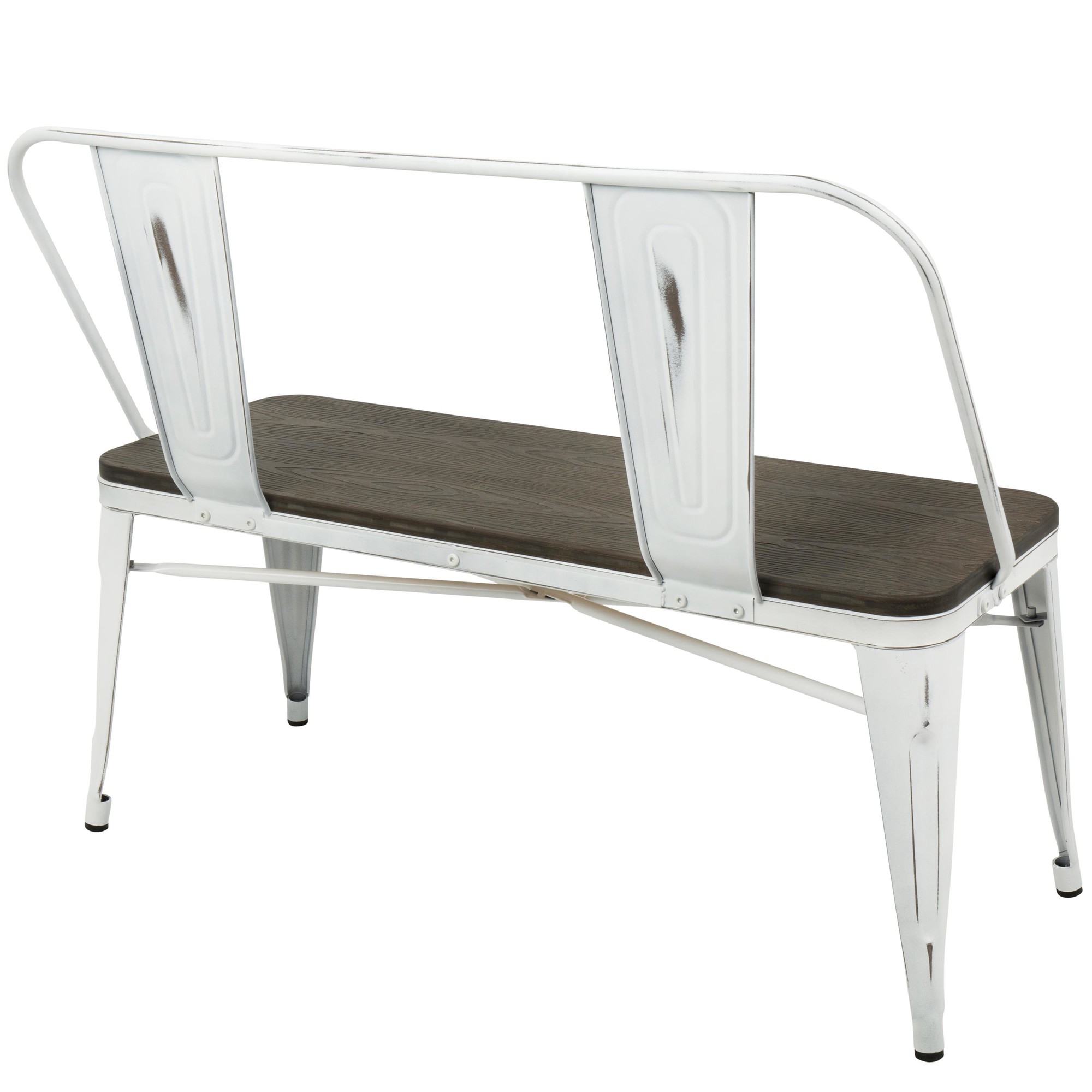 Oregon Industrial Farmhouse Vintage White Espresso Bamboo Bench 8 Oregon Industrial Farmhouse Vintage White Espresso Bamboo Bench - Image 8