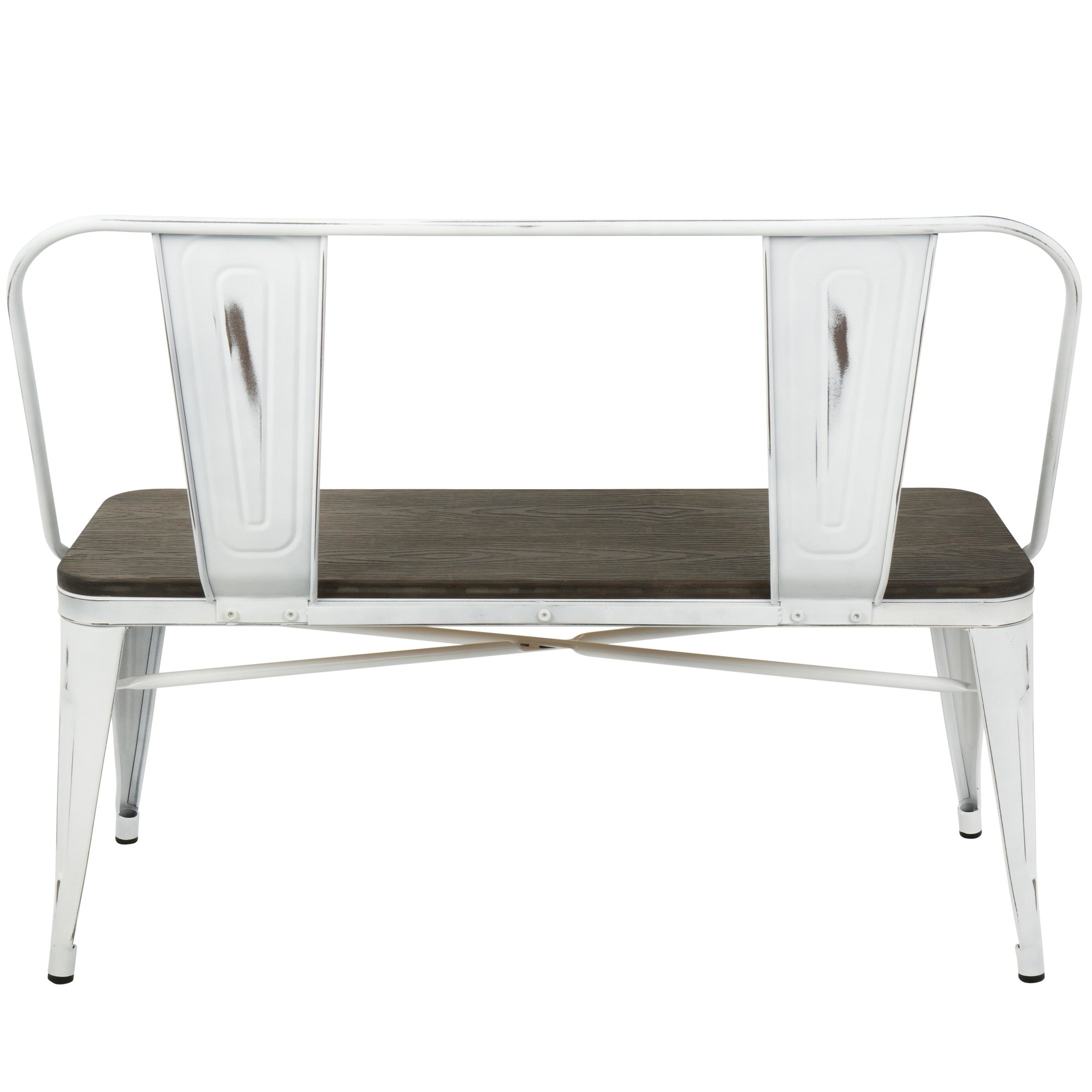 Oregon Industrial Farmhouse Vintage White Espresso Bamboo Bench 9 Oregon Industrial Farmhouse Vintage White Espresso Bamboo Bench - Image 9