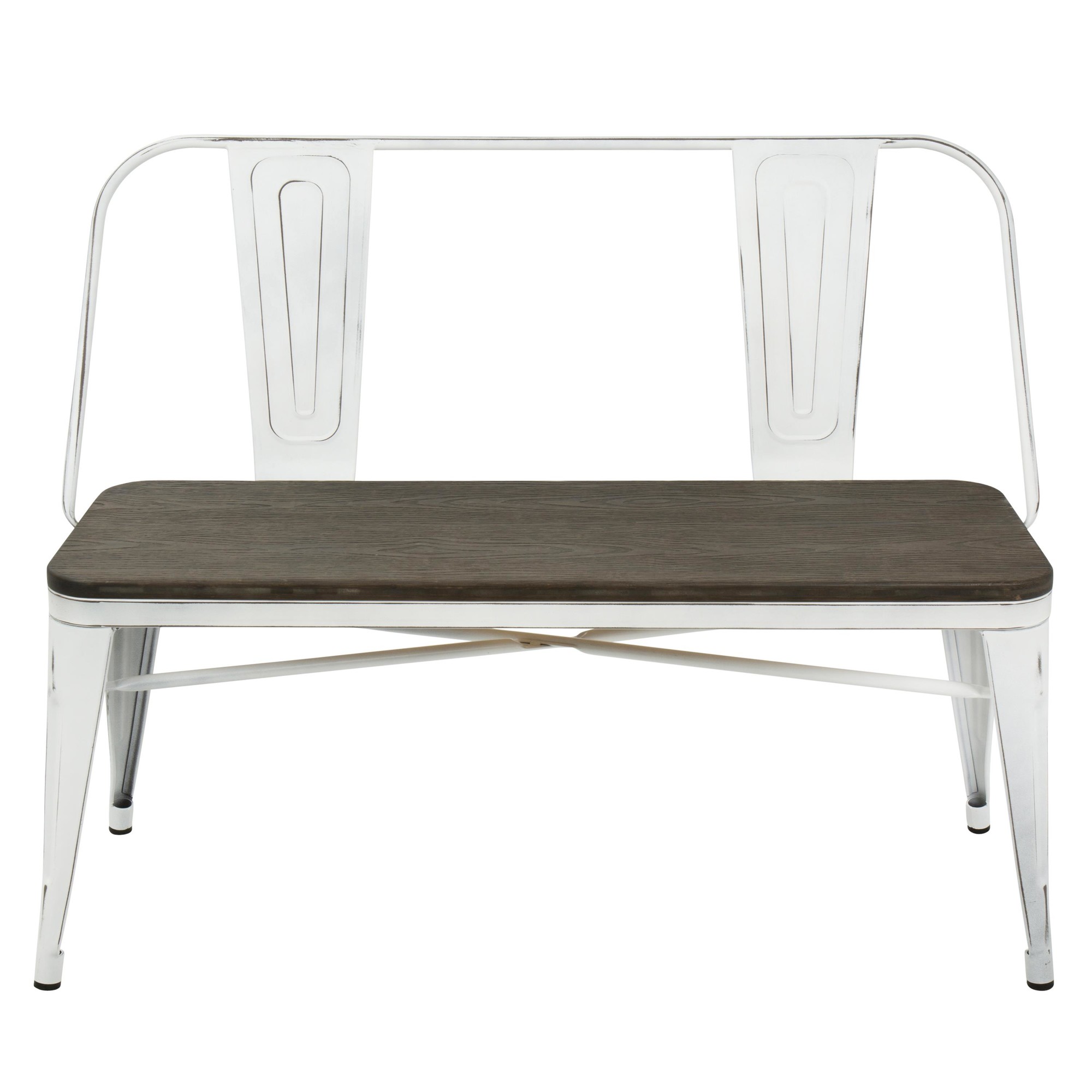 Oregon Industrial Farmhouse Vintage White Espresso Bamboo Bench 10 Oregon Industrial Farmhouse Vintage White Espresso Bamboo Bench - Image 10