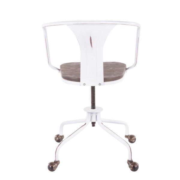 Oregon Industrial Vintage White Metal Task Chair 5