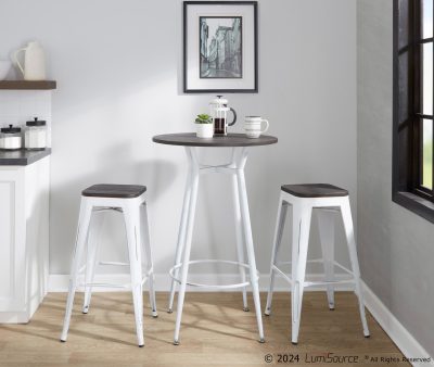 Oregon Industrial Vintage White and Espresso Stackable Barstools (Set of 2)