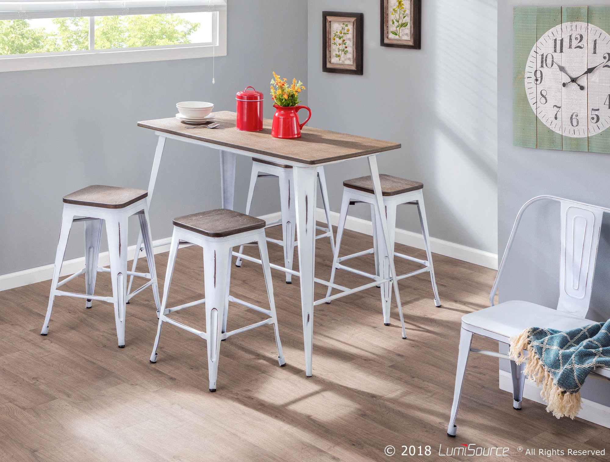 Oregon Industrial White Espresso Stackable Counter Stools 24-Inch (Set of 2) 2 Oregon Industrial White Espresso Stackable Counter Stools 24-Inch (Set of 2) - Image 2