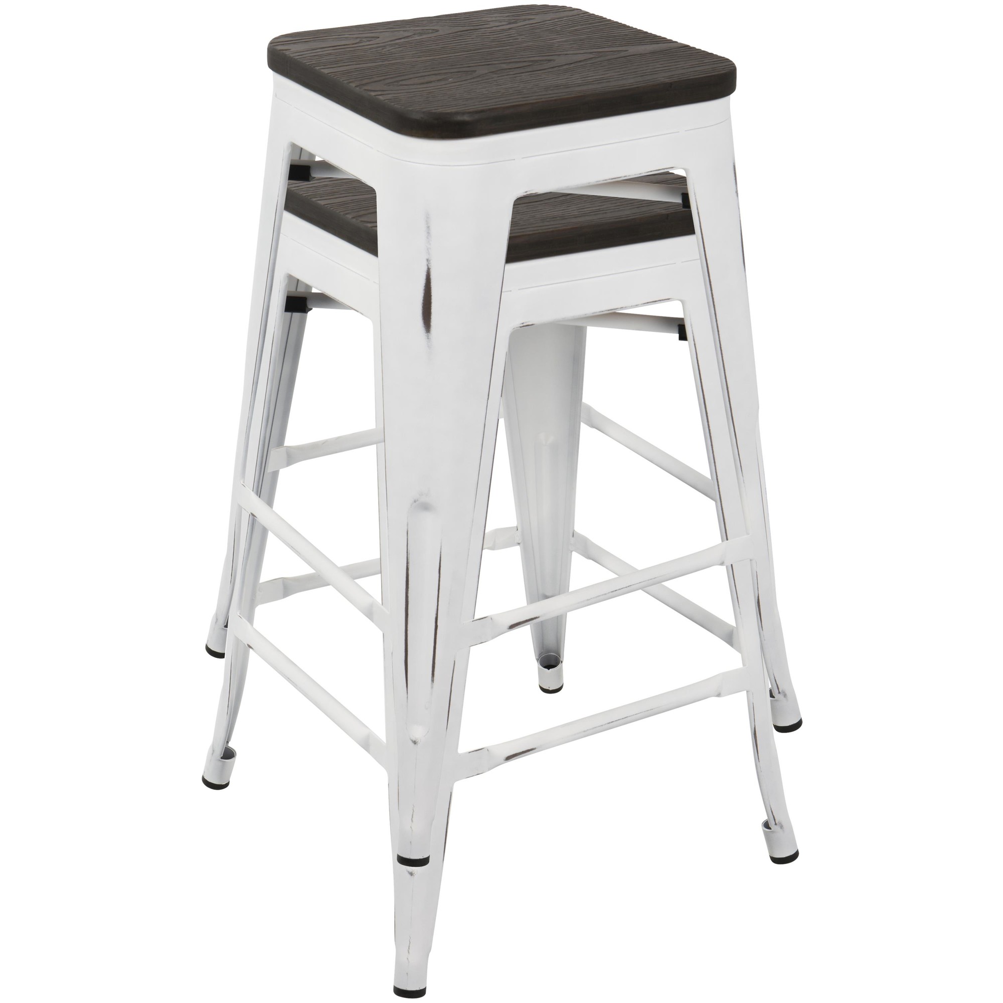 Oregon Industrial White Espresso Stackable Counter Stools 24-Inch (Set of 2) 11 Oregon Industrial White Espresso Stackable Counter Stools 24-Inch (Set of 2) - Image 11