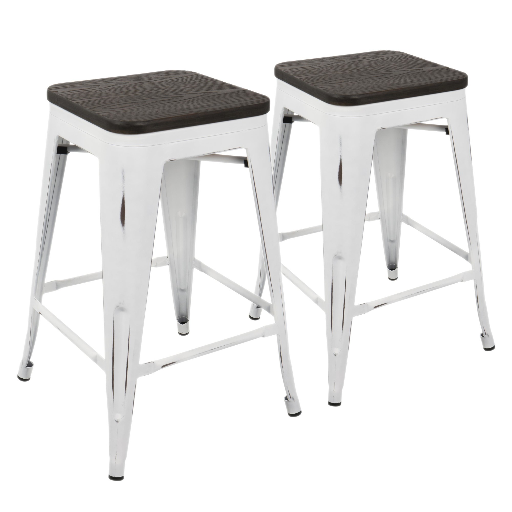 Oregon Industrial White Espresso Stackable Counter Stools 24-Inch (Set of 2) 5 Oregon Industrial White Espresso Stackable Counter Stools 24-Inch (Set of 2) - Image 5