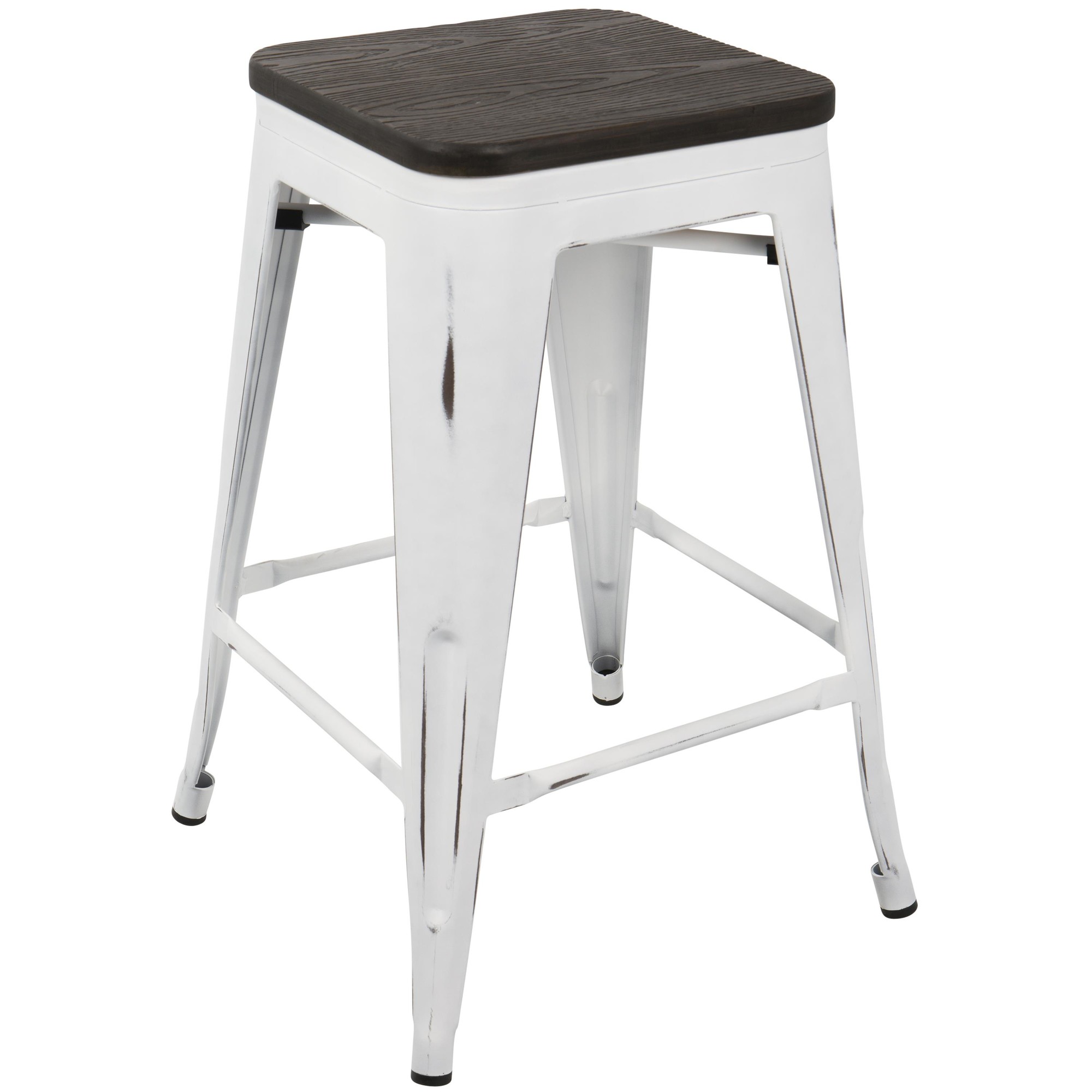 Oregon Industrial White Espresso Stackable Counter Stools 24-Inch (Set of 2) 6 Oregon Industrial White Espresso Stackable Counter Stools 24-Inch (Set of 2) - Image 6
