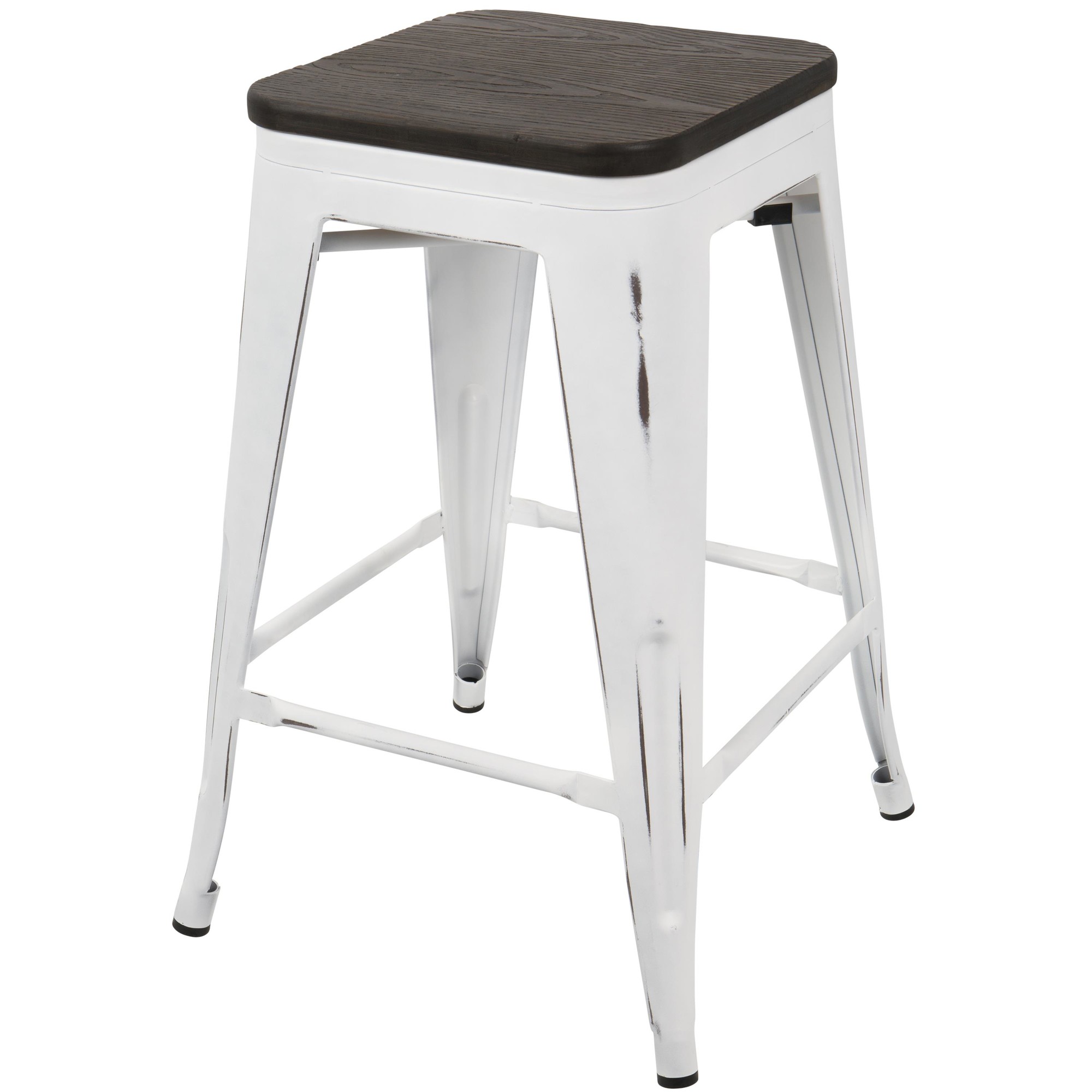 Oregon Industrial White Espresso Stackable Counter Stools 24-Inch (Set of 2) 8 Oregon Industrial White Espresso Stackable Counter Stools 24-Inch (Set of 2) - Image 8