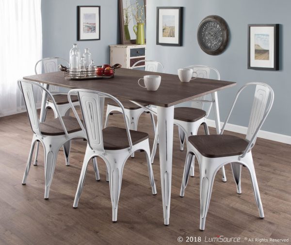 Oregon Vintage White Espresso Industrial Farmhouse Dining Chairs Set of 2 1