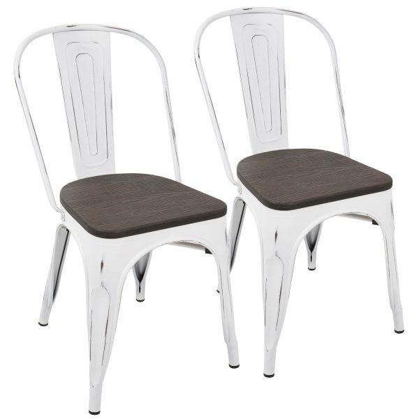 Oregon Vintage White Espresso Industrial Farmhouse Dining Chairs Set of 2 2